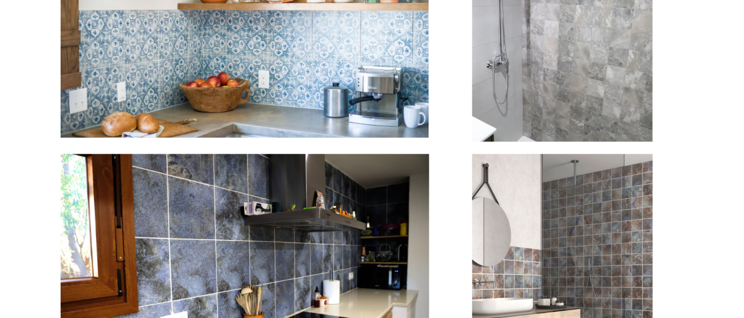 Collage de revestimientos de gres en distintos espacios, combinando diseño y funcionalidad. Collage de revestimientos de gres en distintos espacios, combinando diseño y funcionalidad.